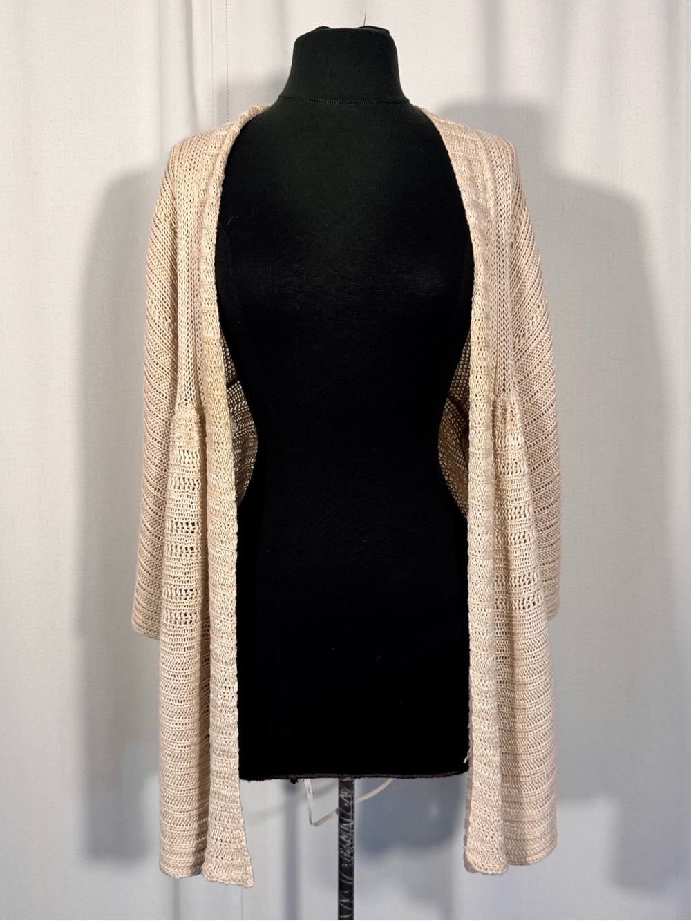 The Limited Beige Linen Open Knit Cardigan